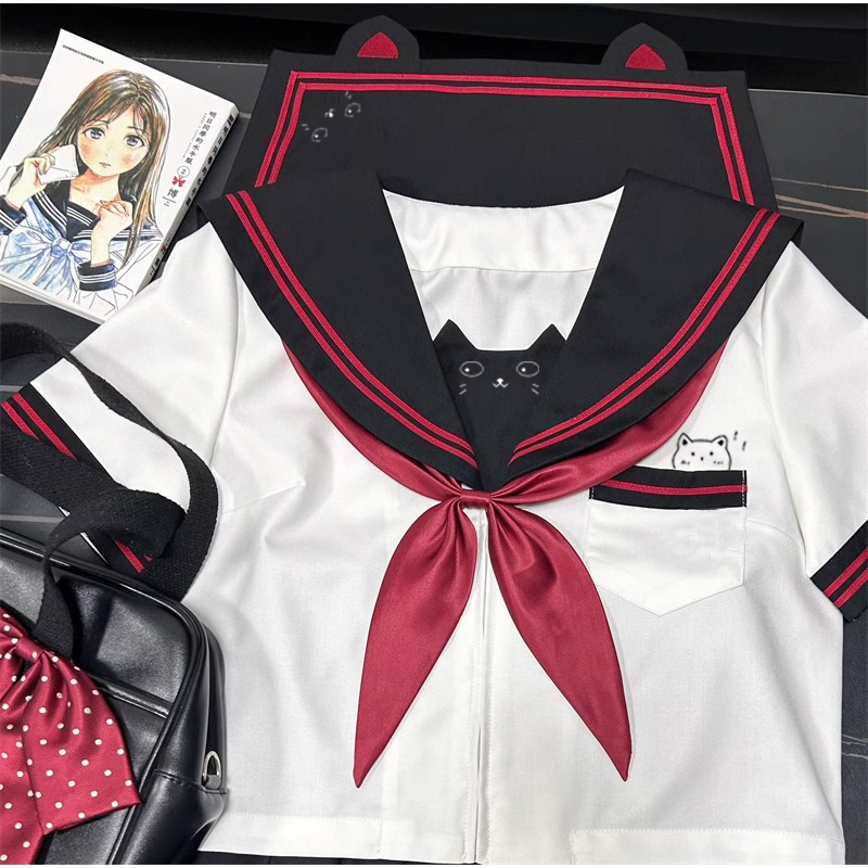 【樱茶兔】原创jk水手服套装女日系学院风百褶裙新款可爱学生装