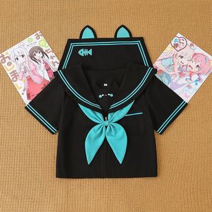 萌萌纪原创jk制服小猫初音色水手服套装女生短长袖学院风百褶裙子