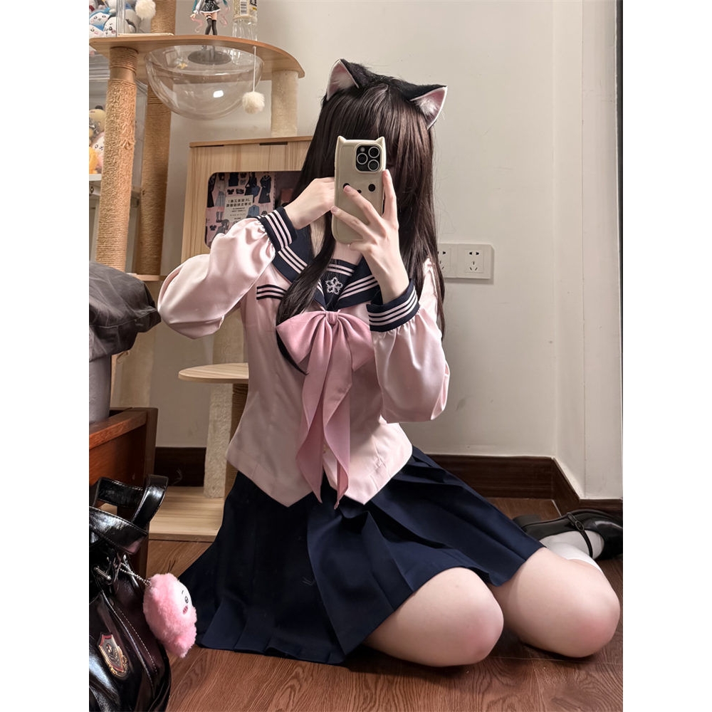 【藤樱】猫裙裙原创日系JK收腰款水手服学院风制服套装女春夏短袖