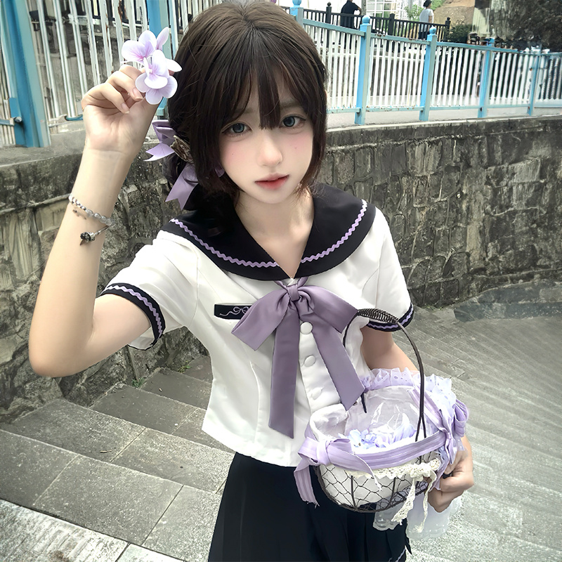 甜嗑【紫樱】jk原创正版收腰显瘦水手服制服套装校供甜磕水手服