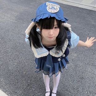 甜美jk制服学院风甜美可爱奶乖海军领撞色拼接衬衣高腰百褶裙套装