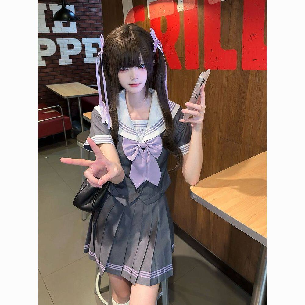 甜嗑原创【星雾纱】校供正版jk制服水手服收腰短袖日系学院风套装