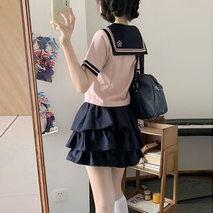 【樱风聆】樱空社原创正版jk制服粉色水手服套装夏季收腰款长短袖