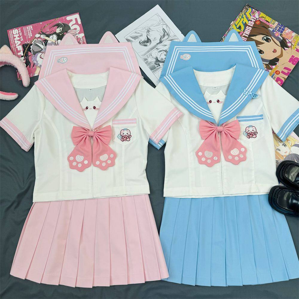 【海盐喵喵】知半城原创JK软妹水手服可爱幼稚园甜美制服短袖套装