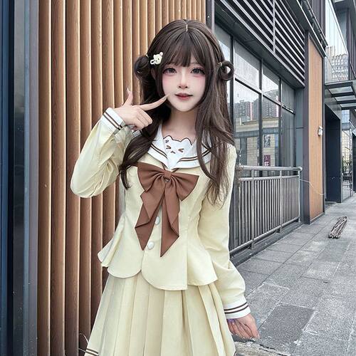 轻音柠檬jk制服甜喵布丁原创水手服学院风甜美可爱长袖百褶裙套装