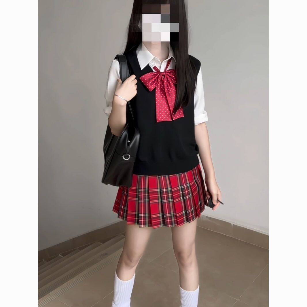 【花火】小田町jk制服原创正版格裙学院风女百褶裙短裙红色jk格裙