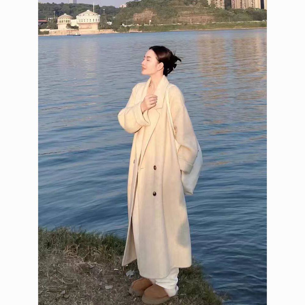 高个子加长版羊绒大衣女到脚踝秋冬韩系高级感超长款羊毛呢子大衣