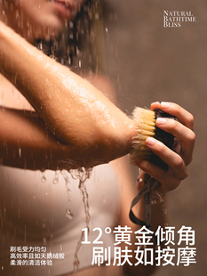 KRRAMEL乌檀木刷子身体刷沐浴按摩刷短柄洗澡刷美体干刷猪鬃刷