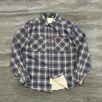 The counter is 399! Men's 2026 new autumn pocket workwear checkered casual lapel retro long-sleeved shirt jacket thumbnail 3