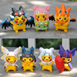 新品潮玩周边恶魔皮卡丘手办变装电老鼠盲盒可爱少女桌面网红摆件