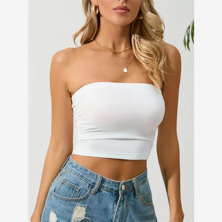 Off shoulder casual slimming and strapless露肩休闲修身抹胸女