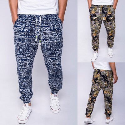 European men's cotton and hemp loose men's trousers