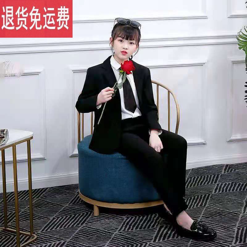 中学生成人礼套装黑色小西装合唱演出走秀英伦风表演服花童礼服