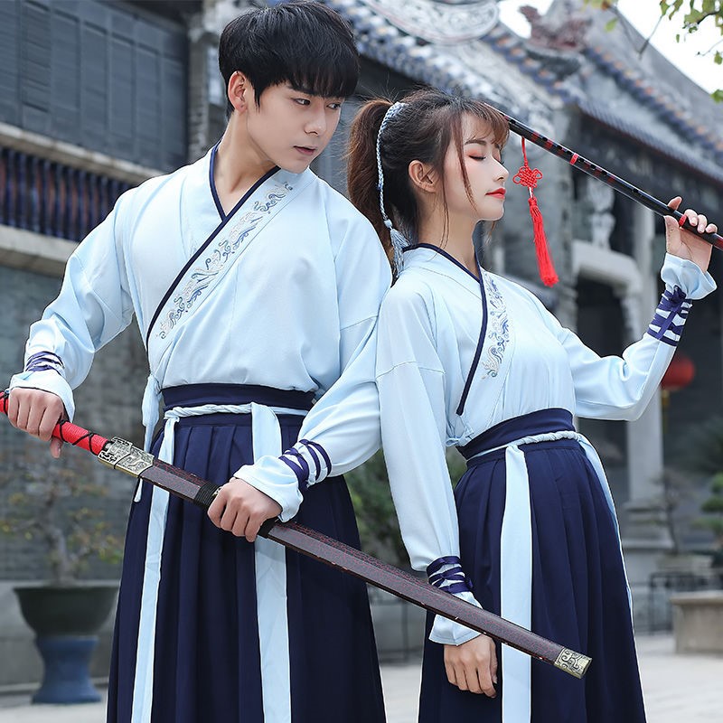原创武侠风学生日常情侣改良汉服