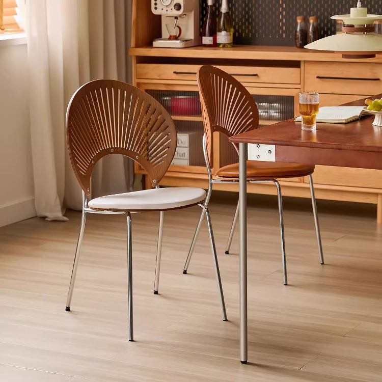 中古风实木贝壳椅法式复古