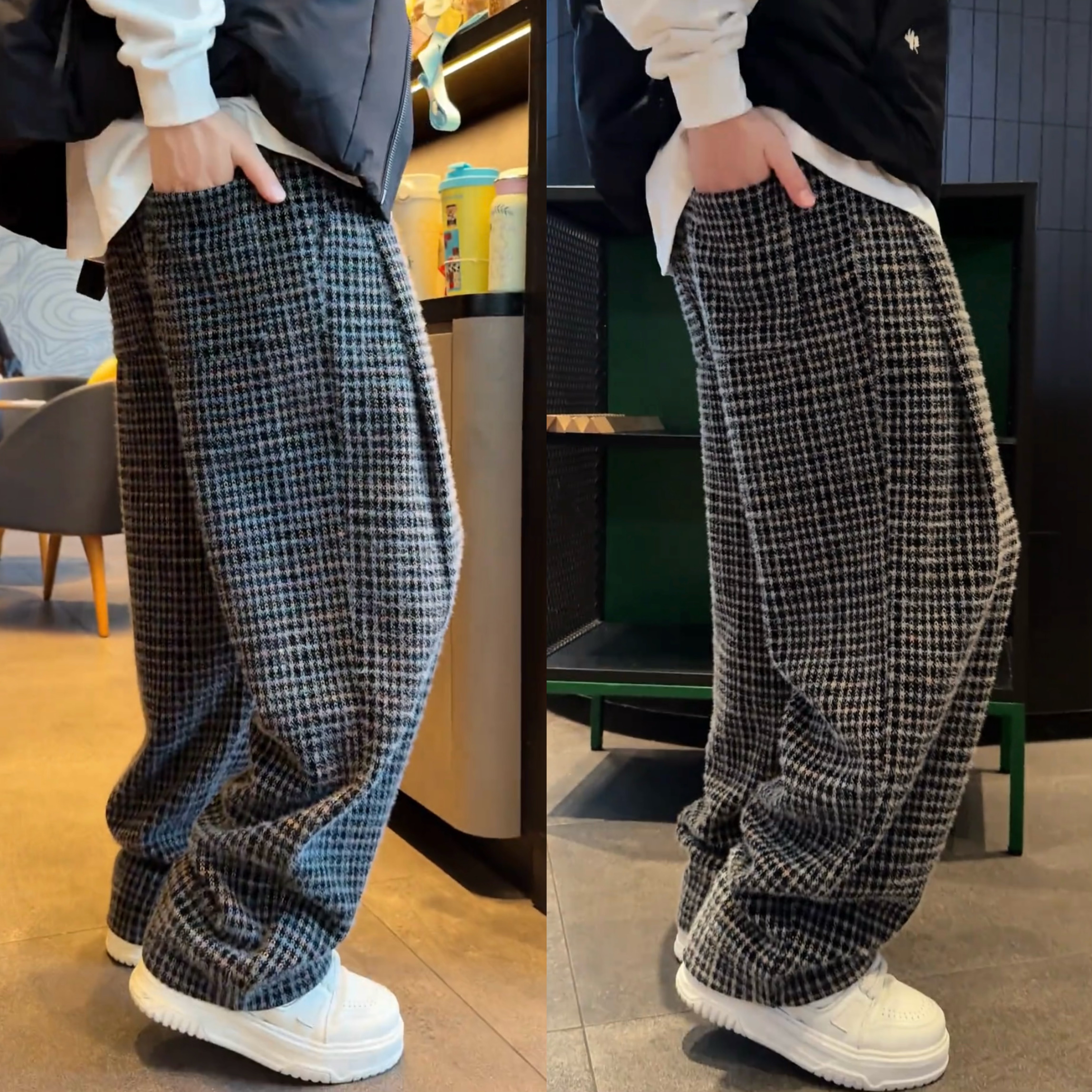 重磅加厚绒面阔腿休闲裤直筒卫裤
