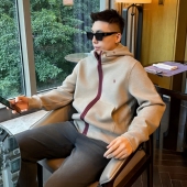 秋冬新款 卫衣男加绒高级感百搭休闲上衣外套 潮牌轻奢刺绣连帽开衫