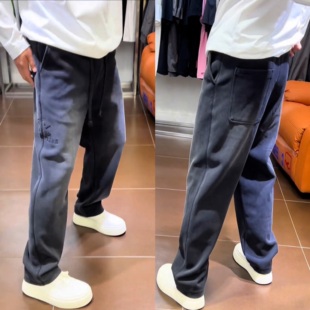 百搭垂感宽松运动卫裤 冬季 水洗黑时尚 男士 加绒潮牌刺绣直筒休闲裤