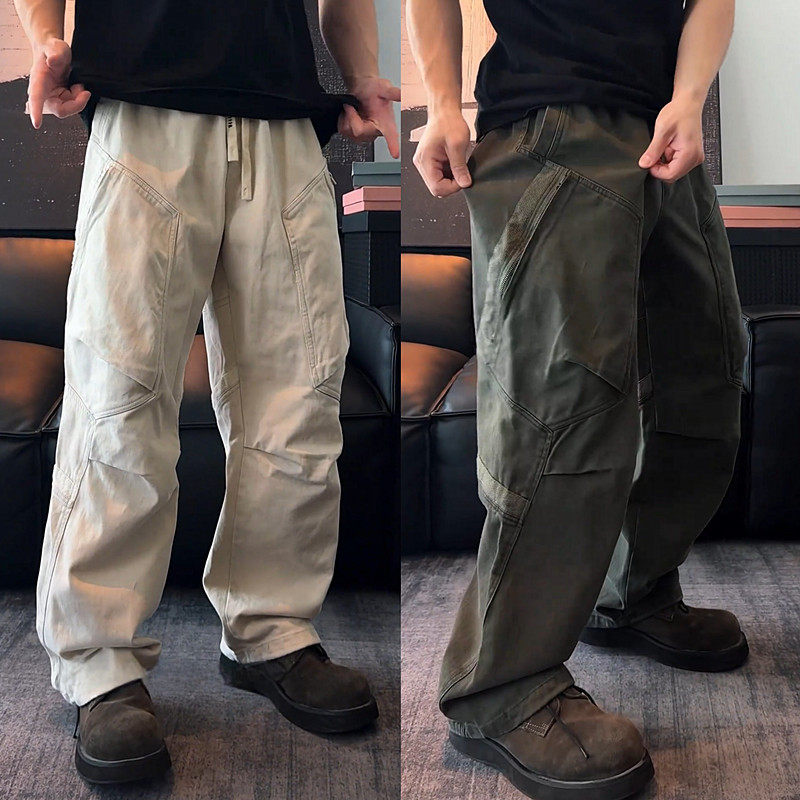2025秋季美式复古工装休闲裤男士潮牌百搭水洗重磅伞兵直筒阔腿裤,男装,休闲裤,淘宝优惠券,粉丝福利购,淘宝优惠卷