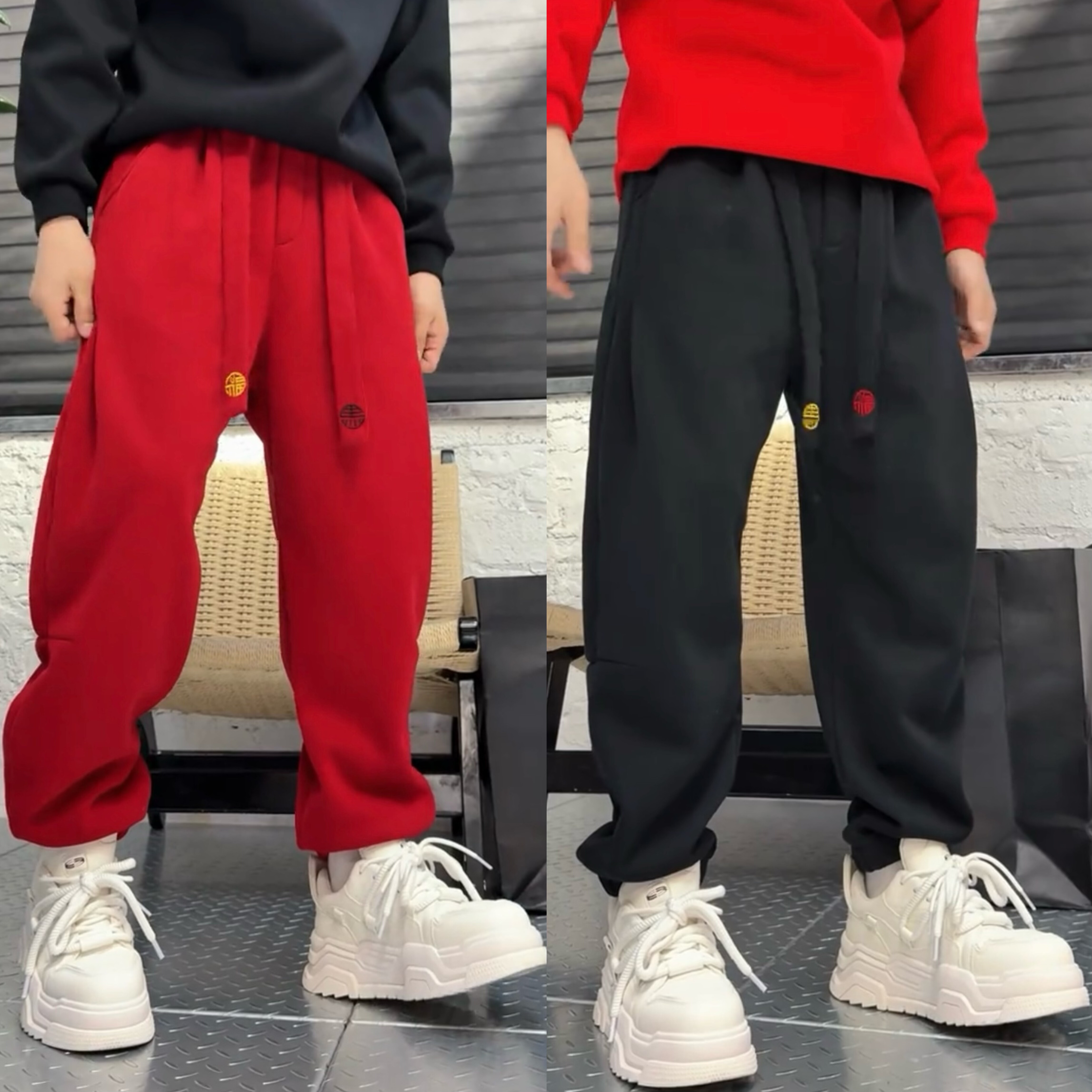 冬季爆款潮牌加绒刺绣束脚休闲裤男高档时尚痞帅百搭宽松哈伦卫裤,男装,休闲裤,淘宝优惠券,粉丝福利购,淘宝优惠卷