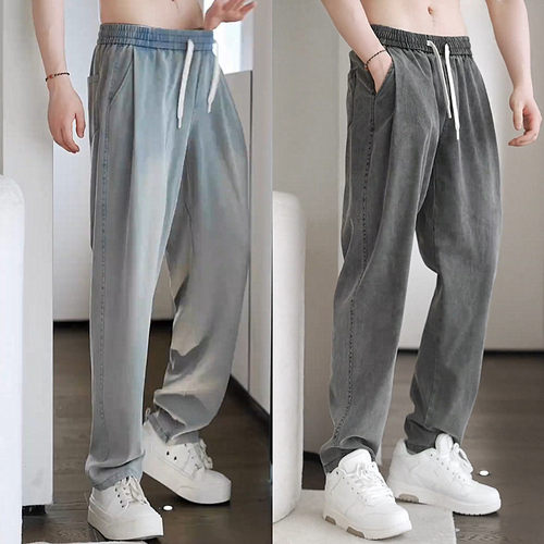 潮流凉感莱赛尔天丝直筒牛仔裤