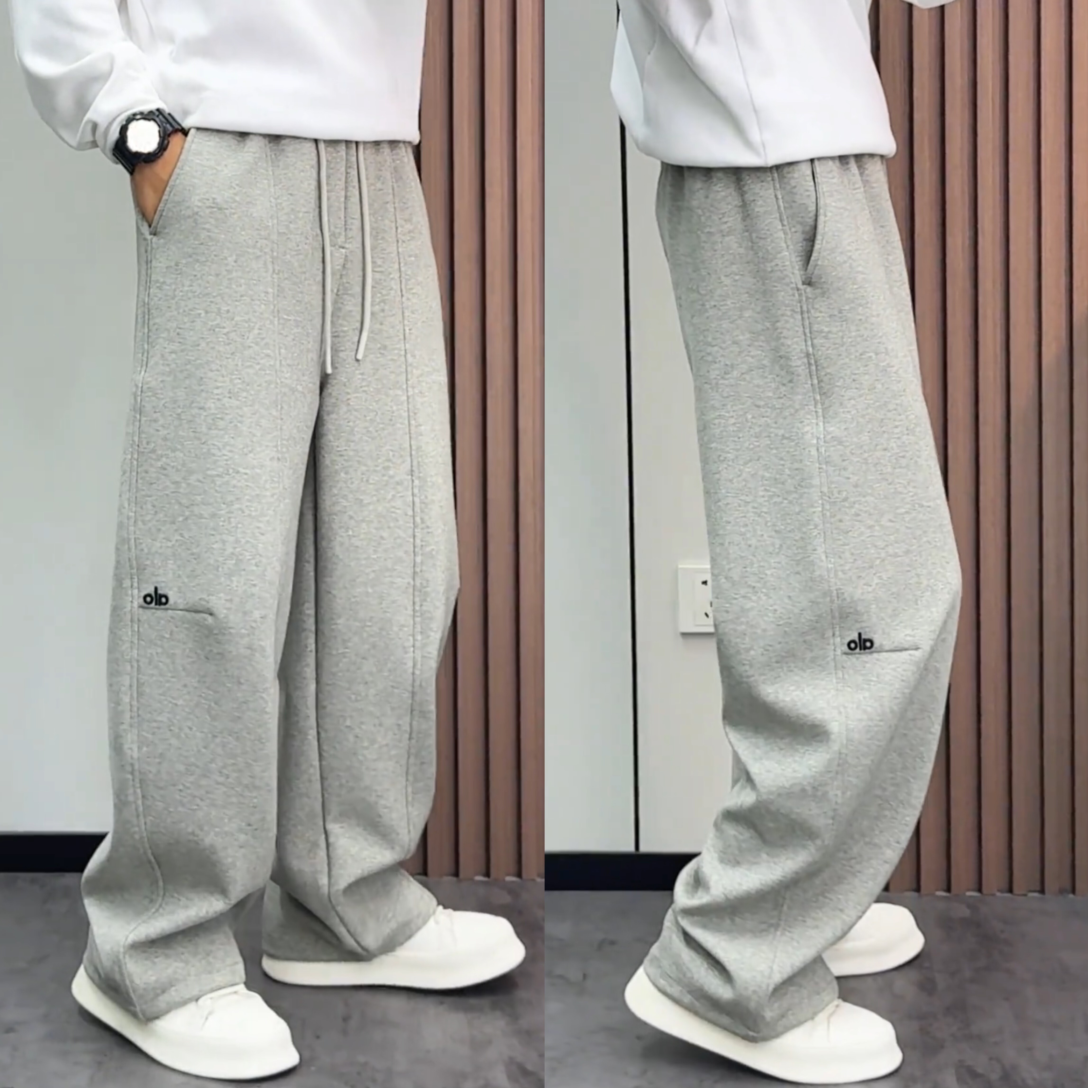 潮牌阔腿弯刀休闲裤运动卫裤