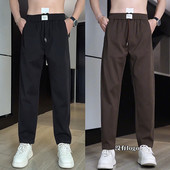 百搭微锥小脚休闲裤 秋冬加厚高档垂感直筒西裤 男简约宽松显瘦时尚