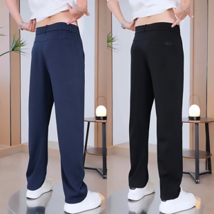 男简约宽松舒适弹力运动中年直筒长裤 高档抗皱百搭休闲裤 新款 秋季