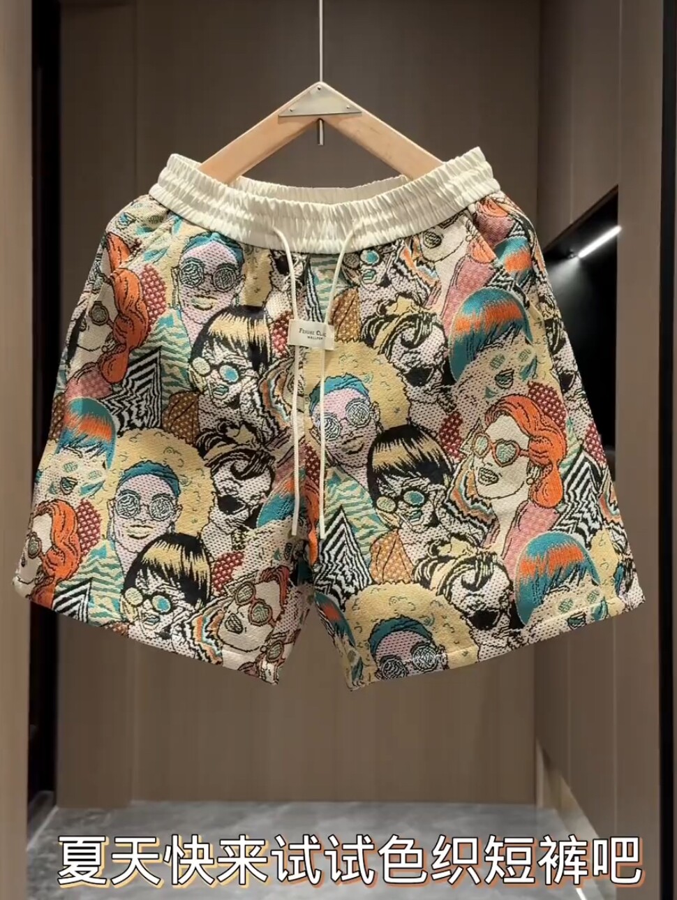 IN SUMMER THE NEW HIGH-END FASHION BRAND JACQUARD CASUAL SHORTS FOR MEN AND WOMEN ARE FASHIONABLE LOOSE AND VERSATILE BREATHABLE SPORTS CROPPED PANTS