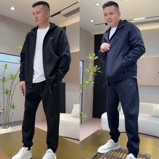 2026春季高级感时尚休闲运动套装男士宽松百搭开衫外套卫裤两件套