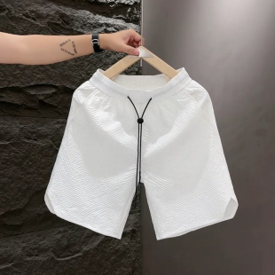 男糖果色透气百搭运动冰丝速干五分裤 泡泡格潮牌休闲短裤 爆款 夏季