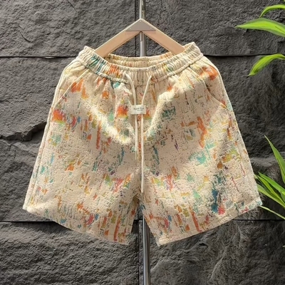 潮牌痞帅重磅提花涂鸦休闲短裤