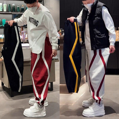 设计感长裤休闲裤束脚卫裤潮牌