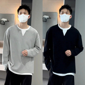 上衣打底衫 卫衣男高级简约宽松百搭休闲长袖 潮流V领时尚 春秋新款