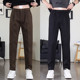 秋冬新款 高档简约百搭显瘦抗皱小脚长裤 加厚毛呢休闲直筒西裤 男士