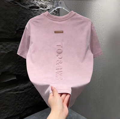 潮牌字母立体钢印圆领短袖T恤