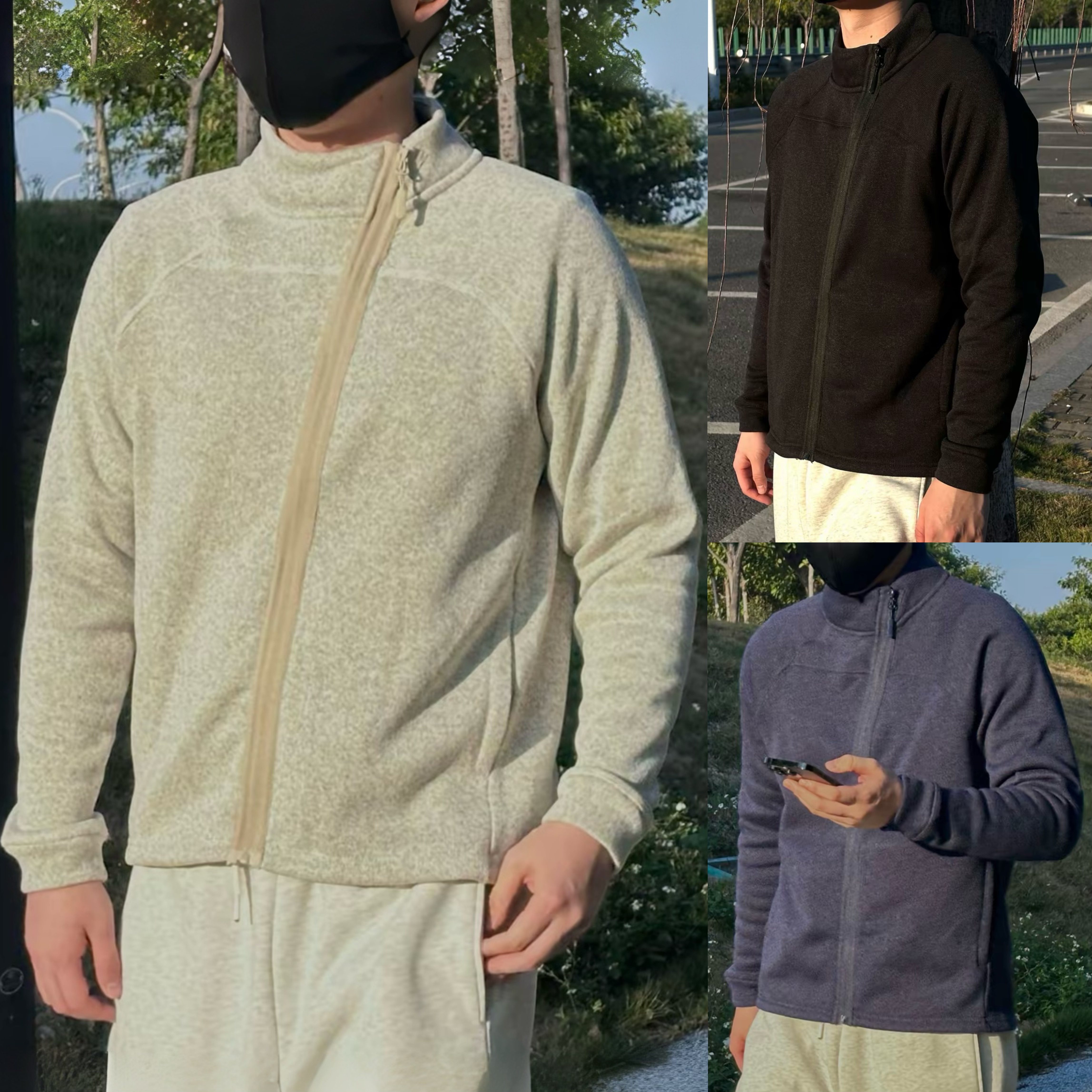 高级感立领抓绒衣外套开衫卫衣