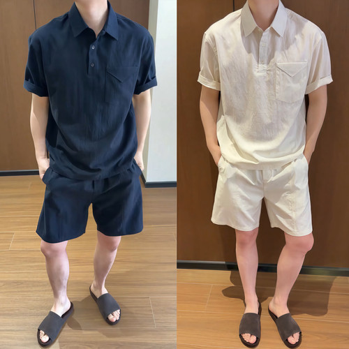 老钱风休闲套装度假风衬衫短裤