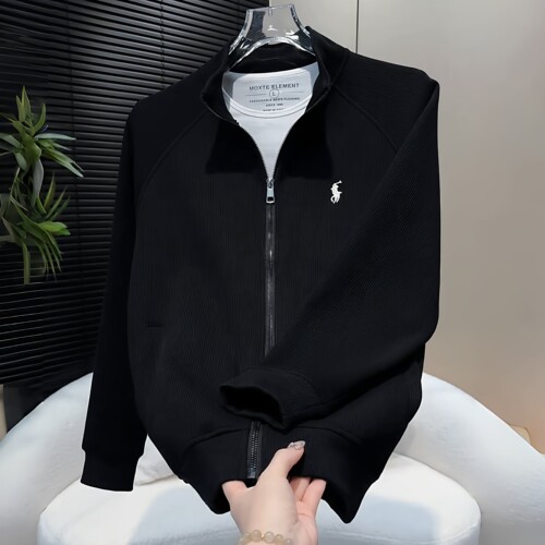 高档刺绣立领夹克外套男