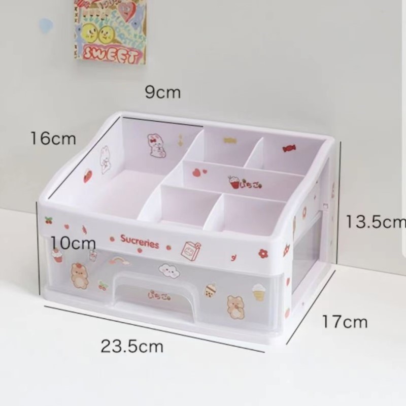 多层书桌新款收纳盒2025化妆品桌面架子口红整理箱面膜防尘抽屉式