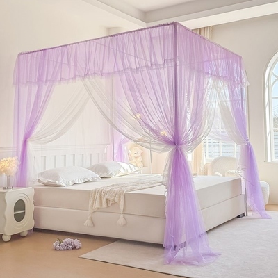 家用遮光蚊帐三公主宫廷网红加密落地开门双层加厚防风支架帐风纹