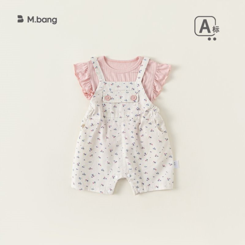 背心女童背带裤小飞袖两件套薄款裤夏婴幼儿宝宝连体夏季洋气碎花