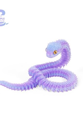 蝰蛇模型关节摆件仿真打印年渐变3d玩偶小蛇蛇玩具新款蛇公仔假蛇