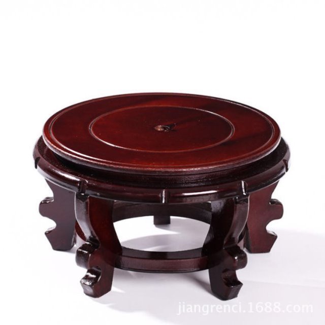 木座茶壶圆形奇石实木石头底座花盆底座架花瓶摆件木托盘香炉托架