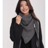 100%纯羊毛wool披肩加大秋冬季 新款 保暖三角巾针织围巾女凹造型