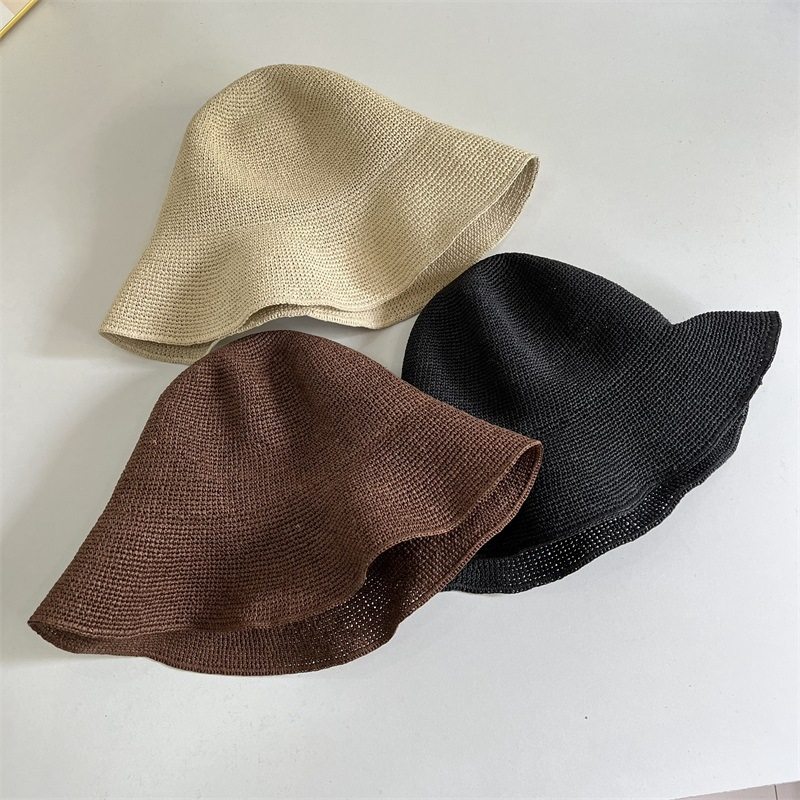 夏季遮阳帽纯手工渔夫帽夏季百搭出游圆顶草帽防晒遮阳帽子女推荐