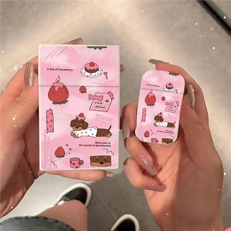 创意卡通可爱女生打火机烟盒组合防风便携送男友闺蜜高颜值个性潮