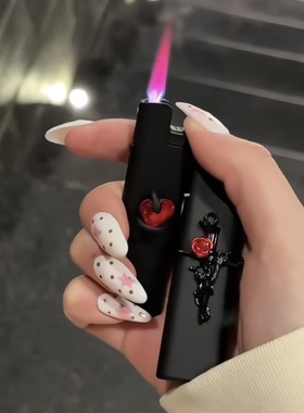 抖音同款末日玫瑰打火机手工原创防风红色火焰骑士ins送男友礼物