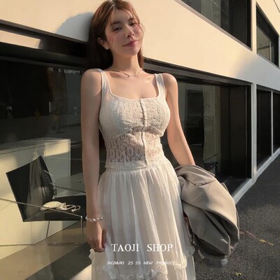 韩系纯欲蕾丝别致小吊带背心女春夏新款辣妹新款修身显瘦短款上衣