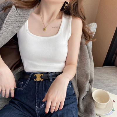 白色背心夏女外穿2026新款方领高级感内搭打底上衣纯棉小吊带外穿